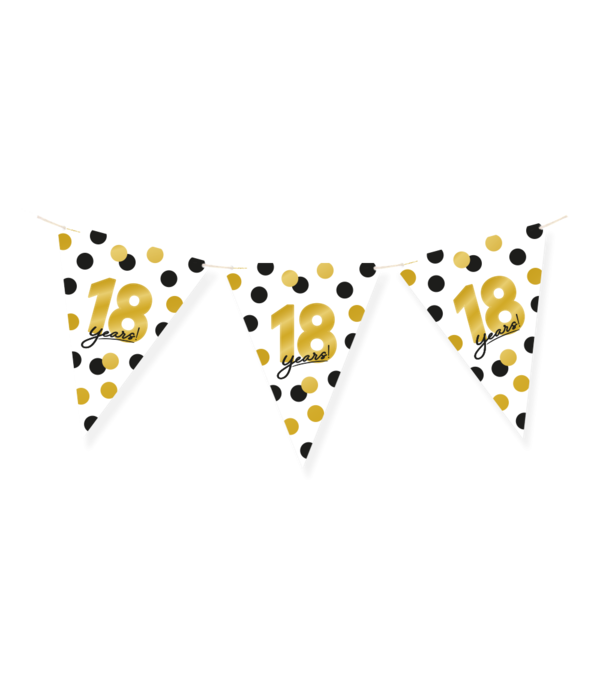 Vlaggenlijn Celebration 18 Jaar Wit/Goud/Zwart