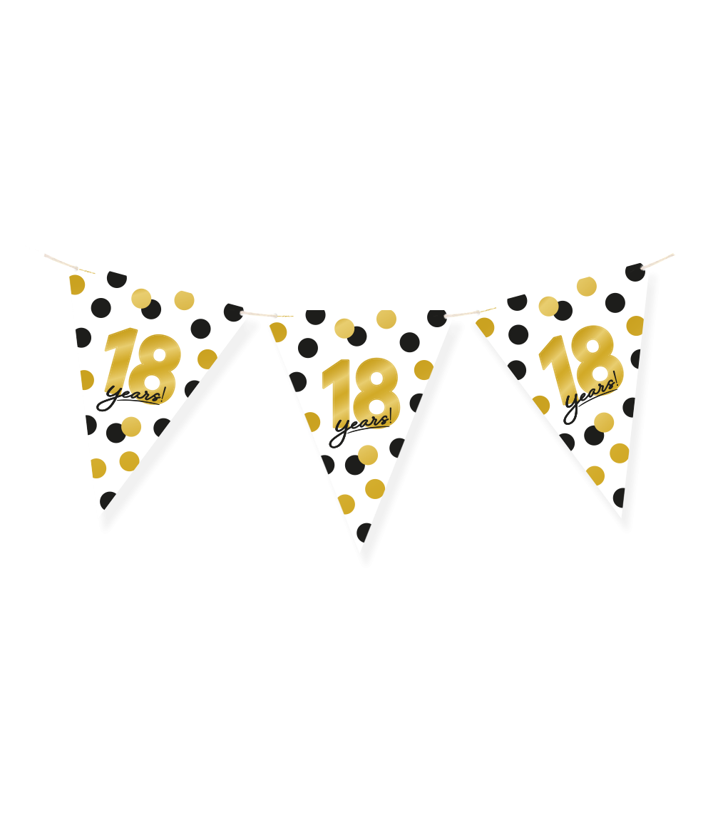 Vlaggenlijn Celebration 18 Jaar Wit/Goud/Zwart afbeelding
