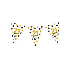 Vlaggenlijn Celebration 21 Jaar Wit/Goud/Zwart