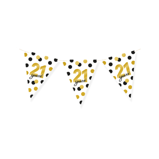 Vlaggenlijn Celebration 21 Jaar Wit/Goud/Zwart