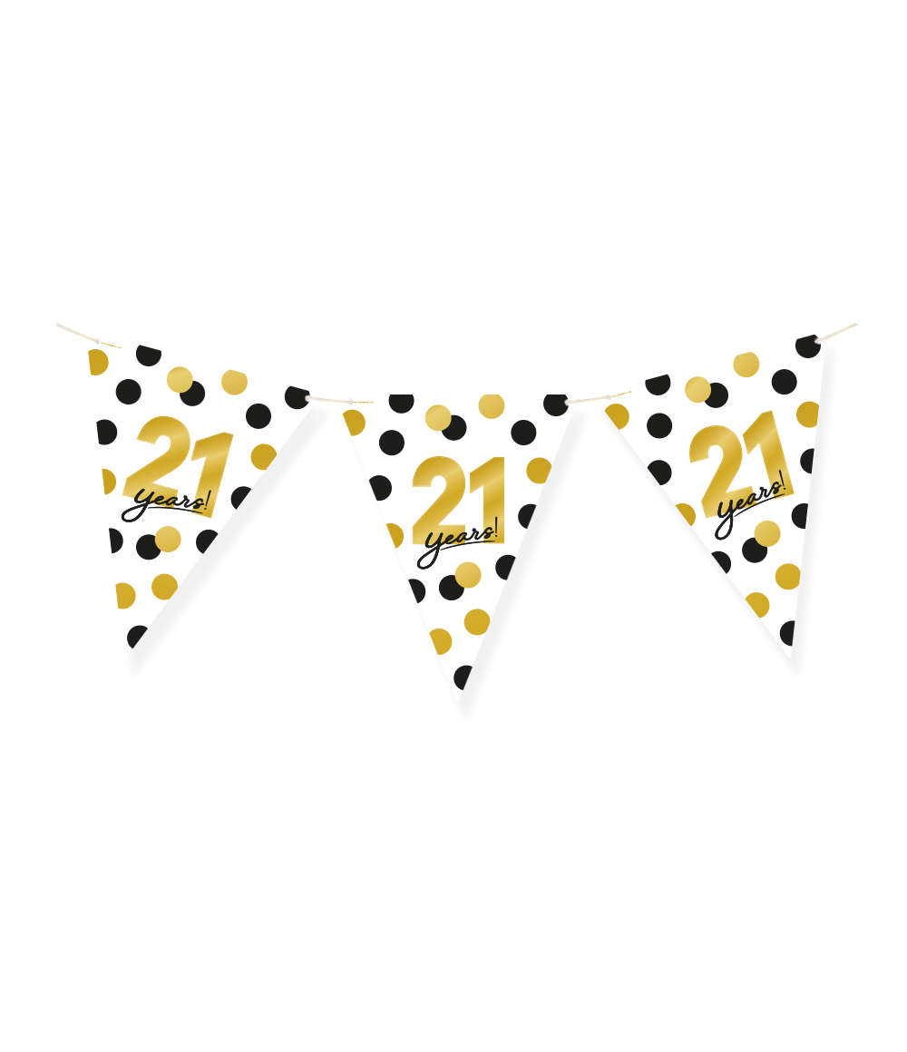 Vlaggenlijn Celebration 21 Jaar Wit/Goud/Zwart afbeelding