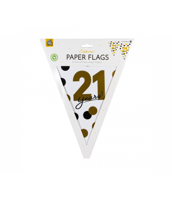 Vlaggenlijn Celebration 21 Jaar Wit/Goud/Zwart