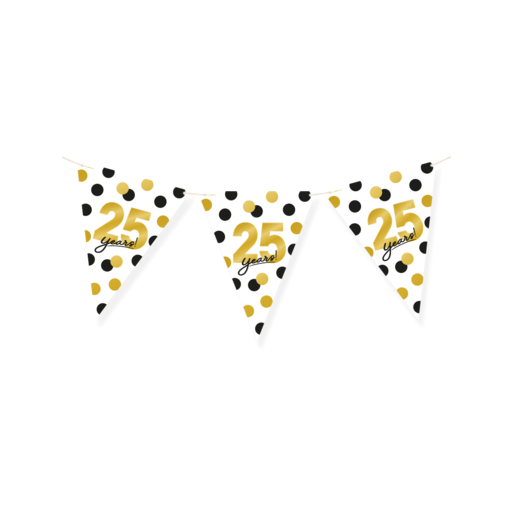 Vlaggenlijn Celebration 25 Jaar Wit/Goud/Zwart