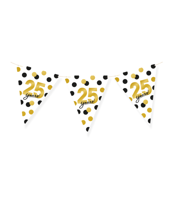 Vlaggenlijn Celebration 25 Jaar Wit/Goud/Zwart