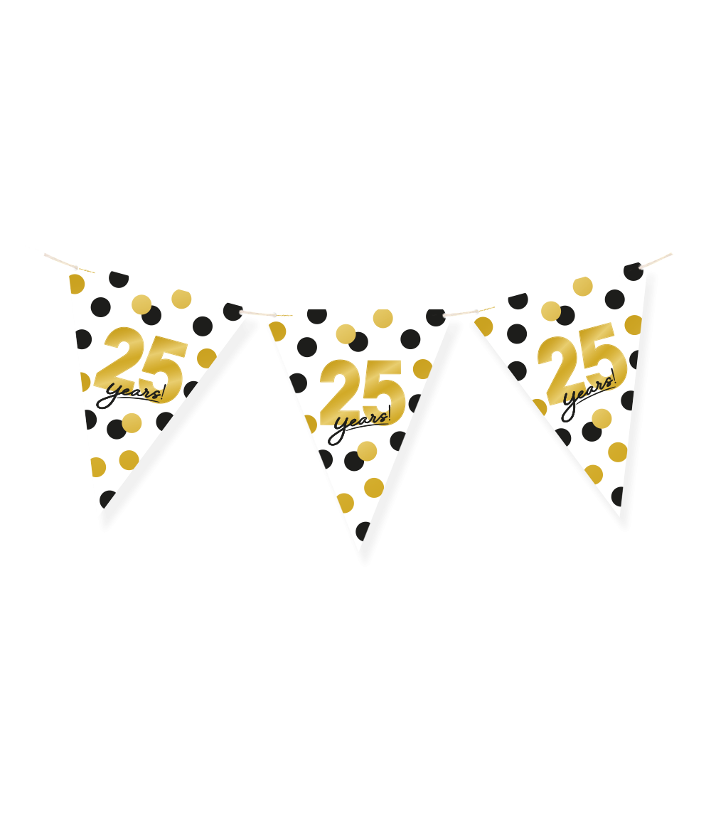 Vlaggenlijn Celebration 25 Jaar Wit/Goud/Zwart afbeelding
