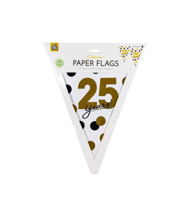 Vlaggenlijn Celebration 25 Jaar Wit/Goud/Zwart