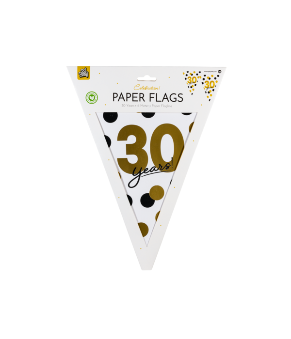 Vlaggenlijn Celebration 30 Jaar Wit/Goud/Zwart