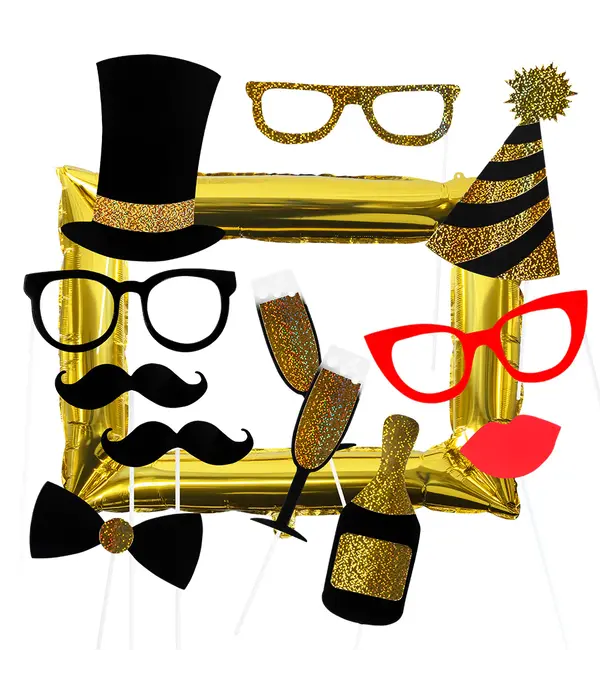 Photo Booth Props met Gouden Fotolijst Party (12st)
