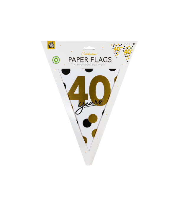Vlaggenlijn Celebration 40 Jaar Wit/Goud/Zwart