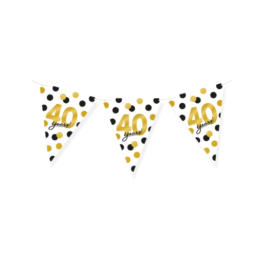 Vlaggenlijn Celebration 40 Jaar Wit/Goud/Zwart