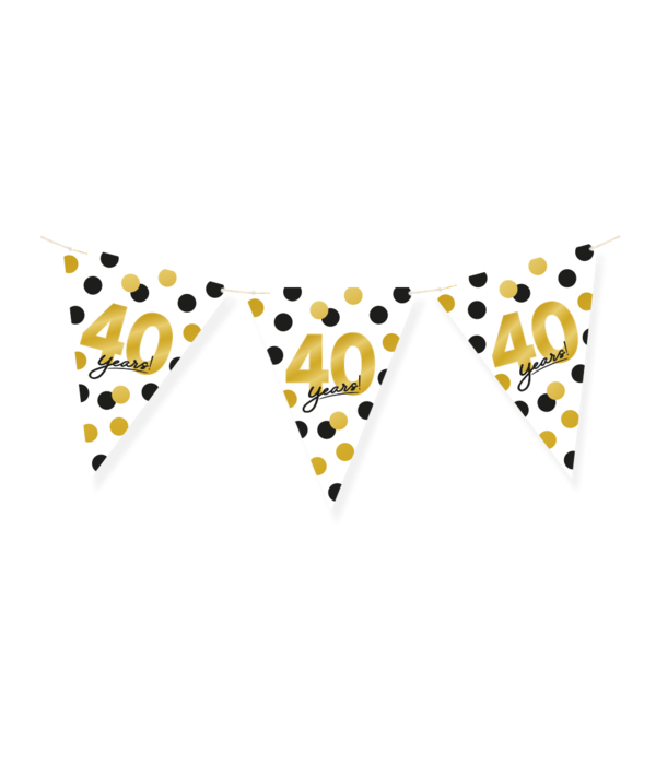 Vlaggenlijn Celebration 40 Jaar Wit/Goud/Zwart