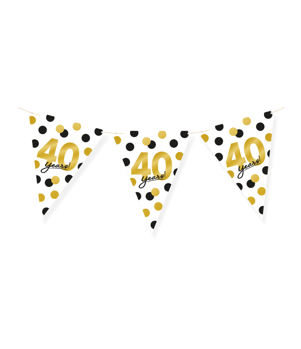Vlaggenlijn Celebration 40 Jaar Wit/Goud/Zwart afbeelding