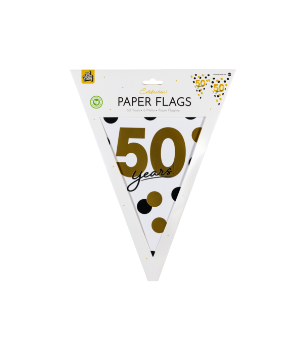 Vlaggenlijn Celebration 50 Jaar Wit/Goud/Zwart