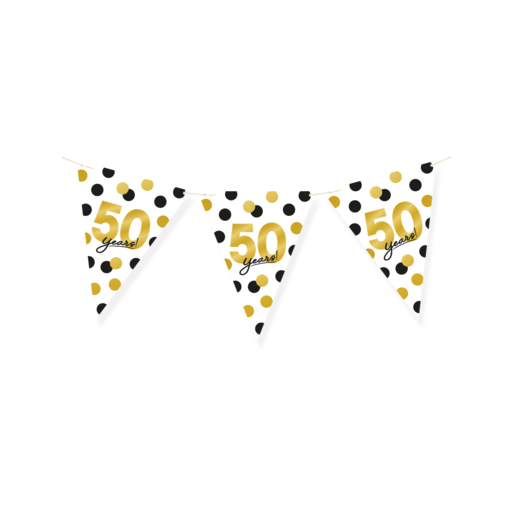 Vlaggenlijn Celebration 50 Jaar Wit/Goud/Zwart