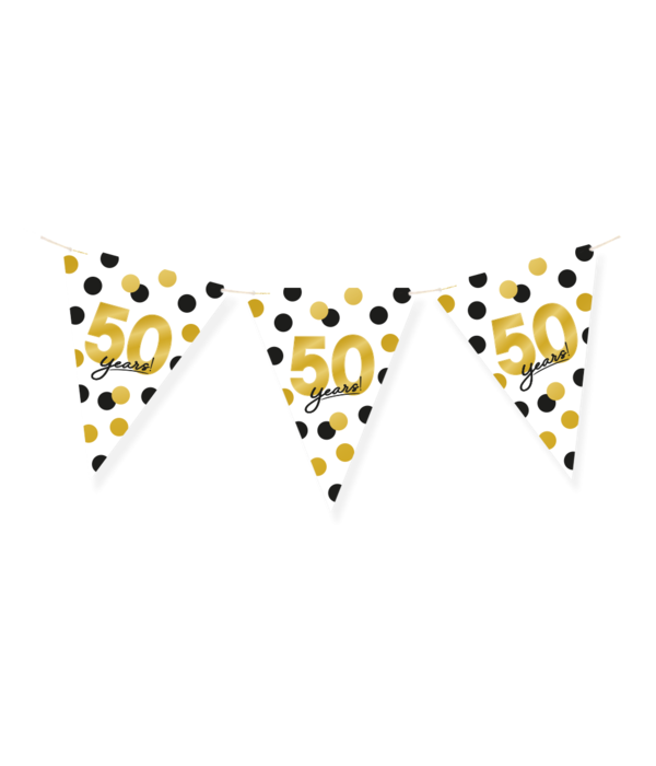 Vlaggenlijn Celebration 50 Jaar Wit/Goud/Zwart