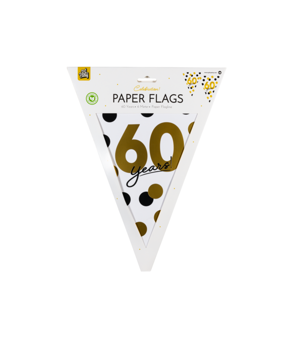 Vlaggenlijn Celebration 60 Jaar Wit/Goud/Zwart