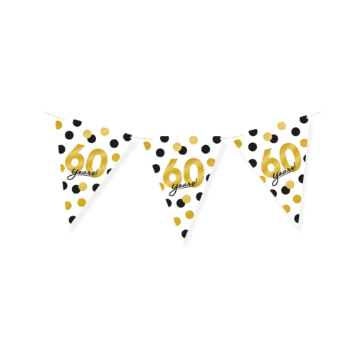 Vlaggenlijn Celebration 60 Jaar Wit/Goud/Zwart
