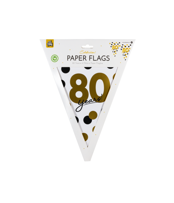 Vlaggenlijn Celebration 80 Jaar Wit/Goud/Zwart