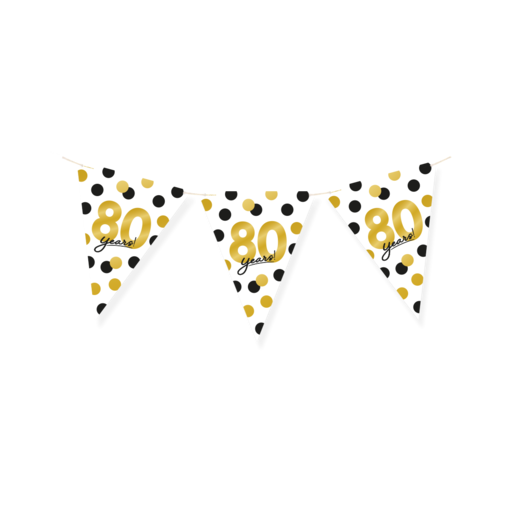 Vlaggenlijn Celebration 80 Jaar Wit/Goud/Zwart