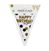 Vlaggenlijn Celebration Happy Birthday Wit/Goud/Zwart