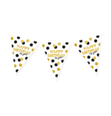 Vlaggenlijn Celebration Happy Birthday Wit/Goud/Zwart