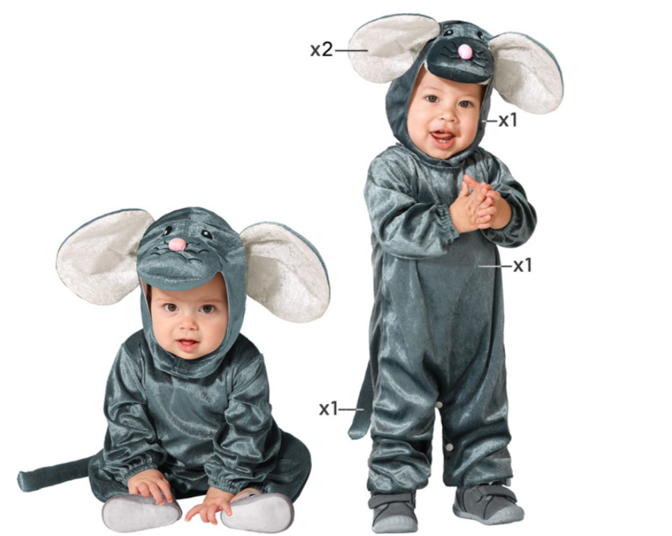 ATOSA - Grijze muis Babykostuum - 6-12 maanden (74 cm)