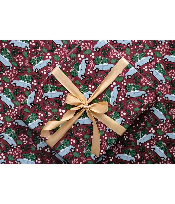 Inpakpapier Kerst Auto Rood (70x200cm)