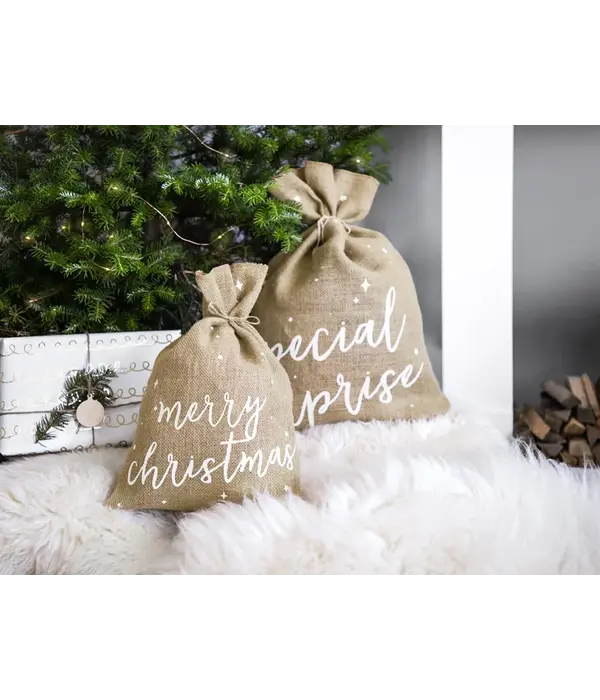 Jute Zak Merry Christmas (30x42cm)