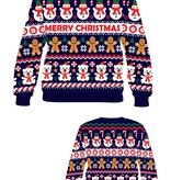Foute Kerst Sweater Merry Christmas Sneeuwpop Blauw Dames