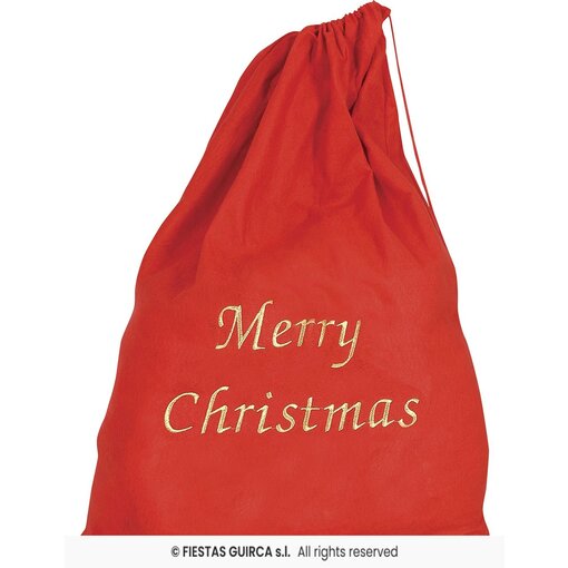 Cadeauzak Merry Christmas Santa Rood (60x95cm)