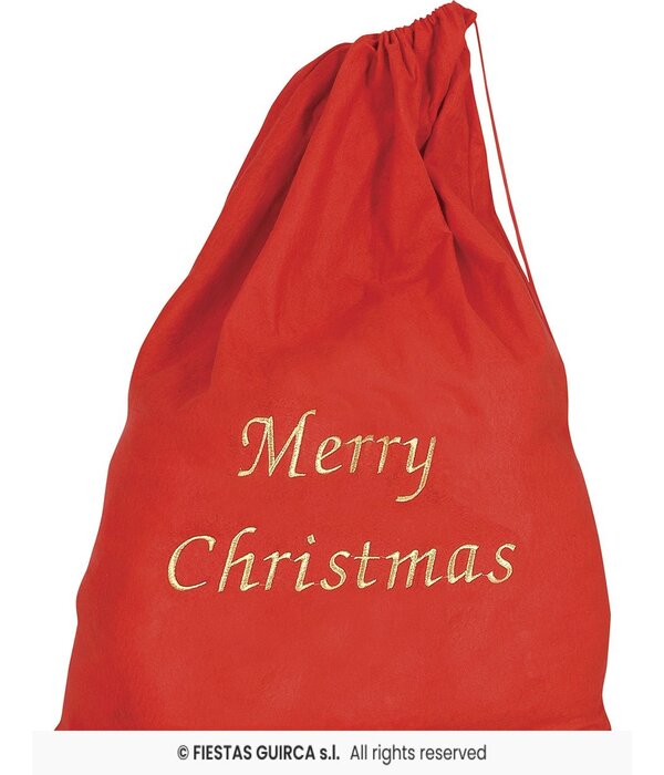 Cadeauzak Merry Christmas Santa Rood (60x95cm)