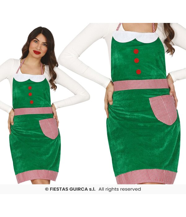 Kerst Schort Elf Fluweel Groen Vrouw