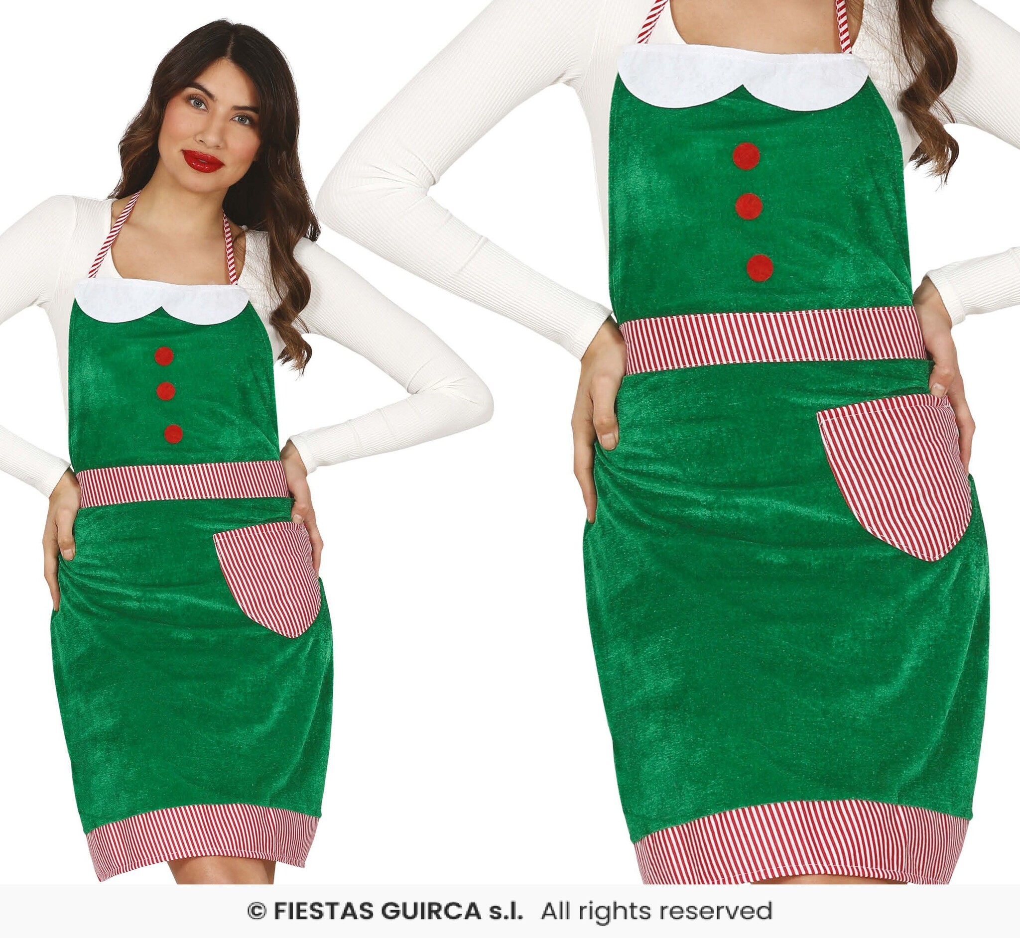 Kerst Schort Elf Fluweel Groen Vrouw