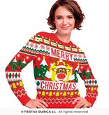 Foute Sweater Merry Christmas Rendier Rood Dames