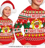 Foute Sweater Merry Christmas Rendier Rood Kind