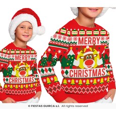 Foute Sweater Merry Christmas Rendier Rood Kind