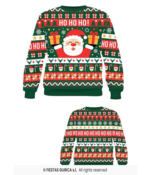 Foute Kerst Sweater Ho Ho Ho! Kerstman Groen Dames
