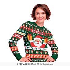 Foute Kerst Sweater Ho Ho Ho! Kerstman Groen Dames