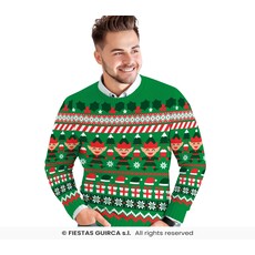 Kerst Sweater Elfjes Cartoon Groen Heren