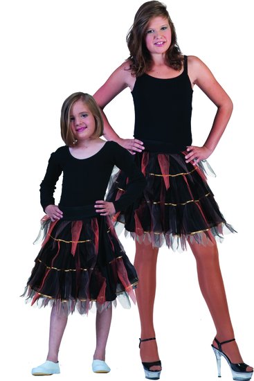 Petticoat zwart / oranje goud gestreept kind afbeelding