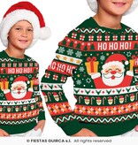 Foute Kerst Sweater Ho Ho Ho! Kerstman Groen Kind