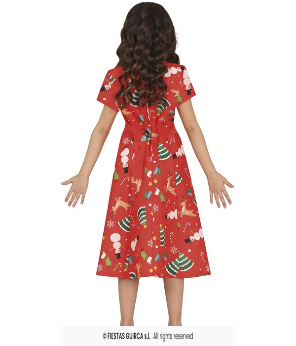 Kerst Jurkje X-Mas Symbolen Rood Meisje