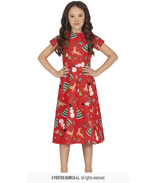 Kerst Jurkje X-Mas Symbolen Rood Meisje