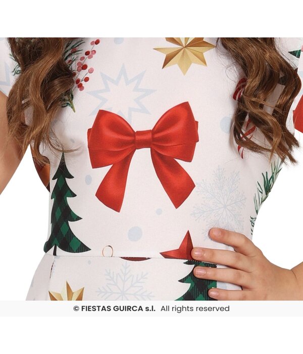 Kerst Jurkje X-Mas Symbolen Wit Meisje