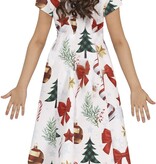 Kerst Jurkje X-Mas Symbolen Wit Meisje