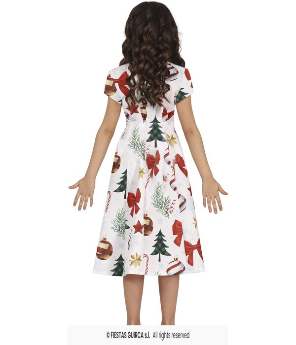 Kerst Jurkje X-Mas Symbolen Wit Meisje