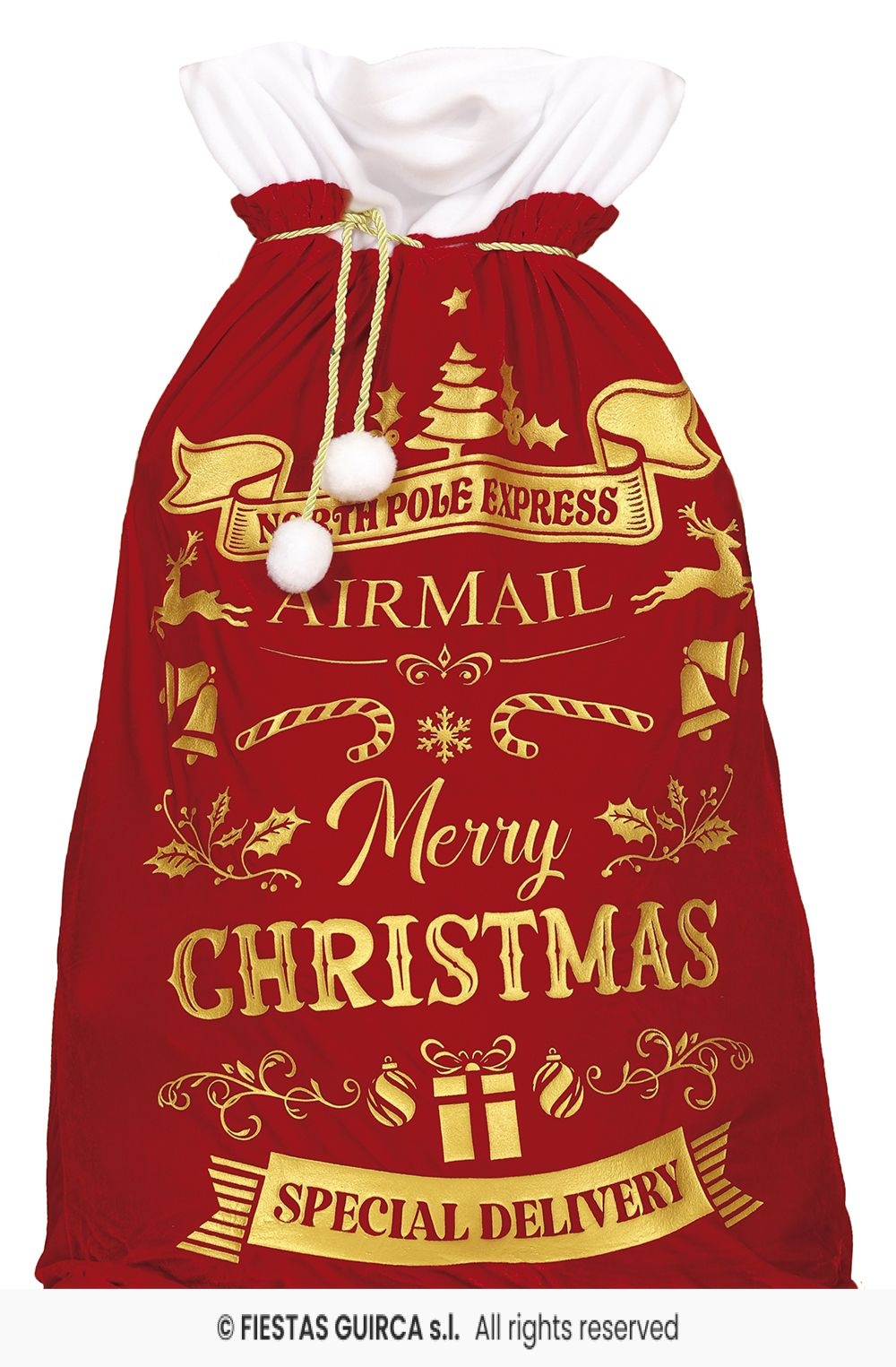 Cadeauzak Merry Christmas Luxe Rood/Goud (60x95cm)