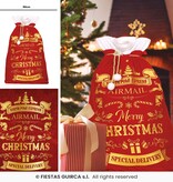 Cadeauzak Merry Christmas Luxe Rood/Goud (60x95cm)