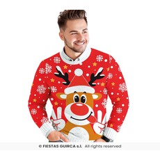 Kerst Sweater Crazy Rendier Rood Heren