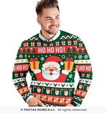 Foute Kerst Sweater Ho Ho Ho! Kerstman Groen Heren